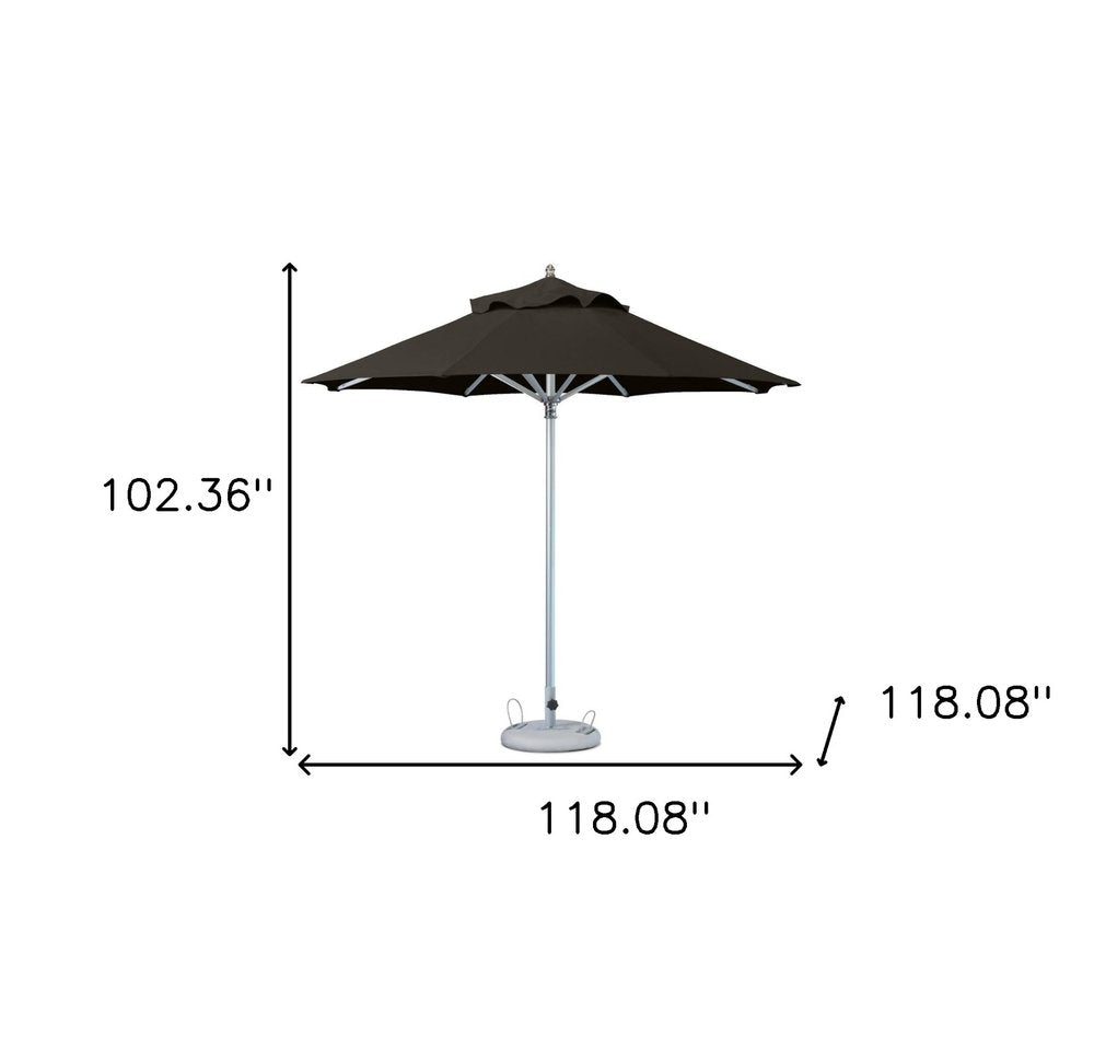 102" Black Polyester Round Market Patio Umbrella with Stand HomeRoots