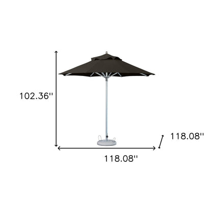 102" Black Polyester Round Market Patio Umbrella with Stand HomeRoots
