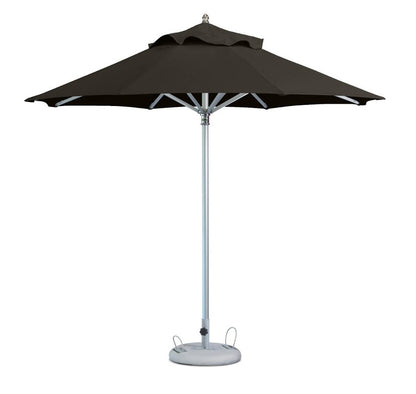 102" Black Polyester Round Market Patio Umbrella with Stand HomeRoots