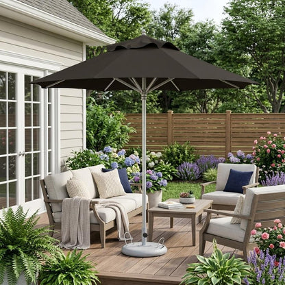 10' Black Polyester Round Market Patio Umbrella HomeRoots