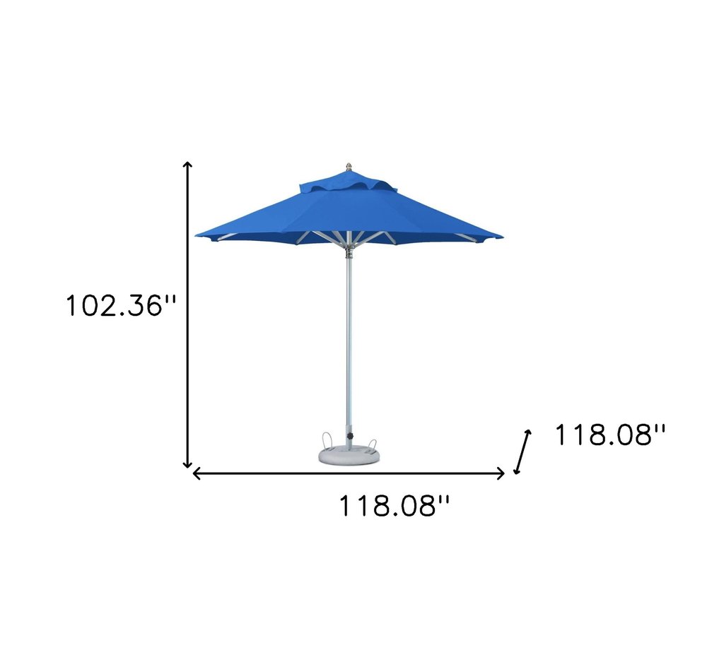 10' Blue Polyester Round Tilt Cantilever Patio Umbrella with Stand HomeRoots