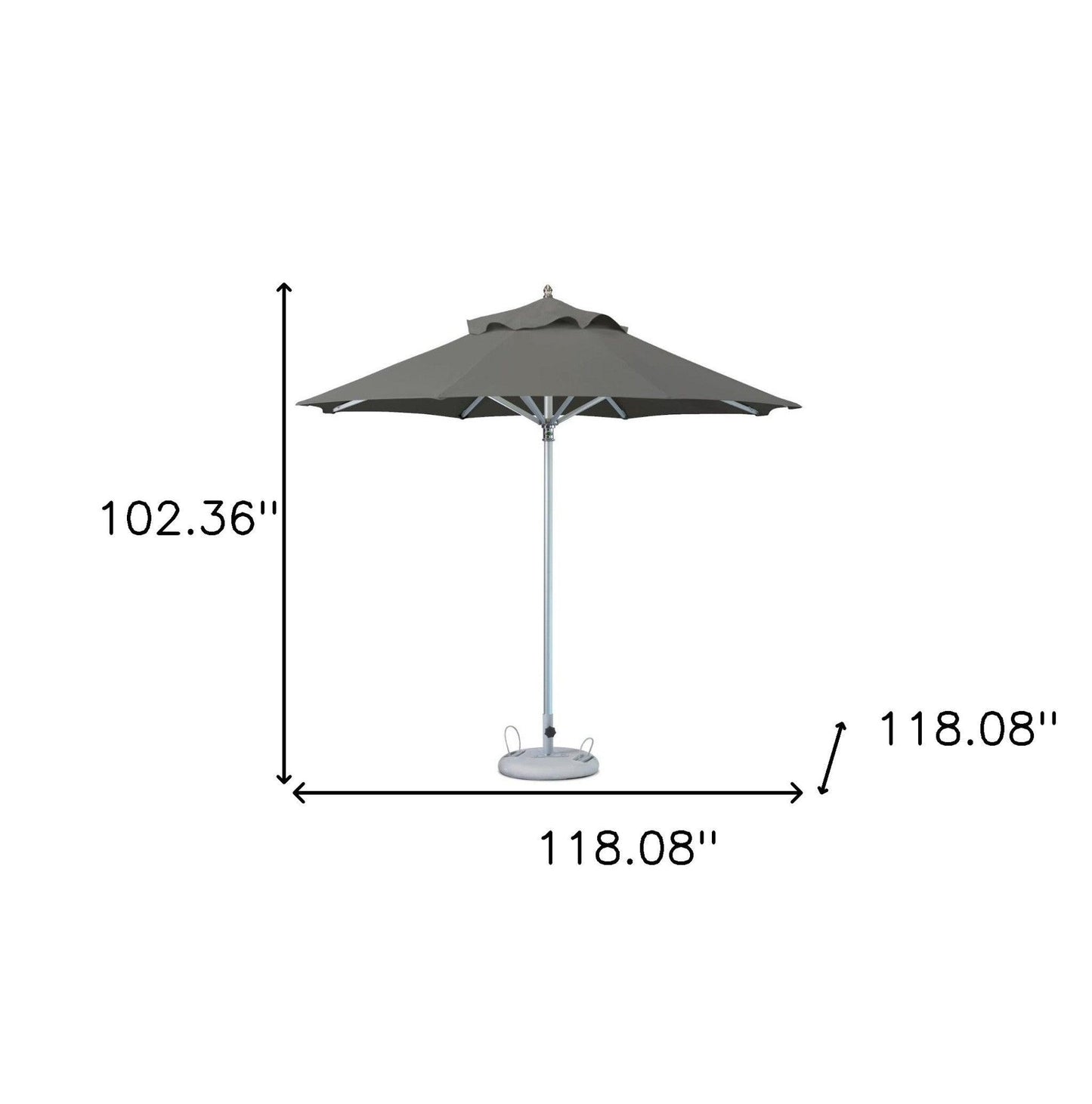 10' Charcoal Polyester Round Market Patio Umbrella - FurniFindUSA