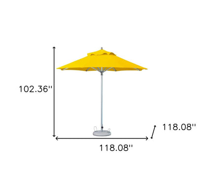 10' Yellow Polyester Round Tilt Cantilever Patio Umbrella with Stand HomeRoots