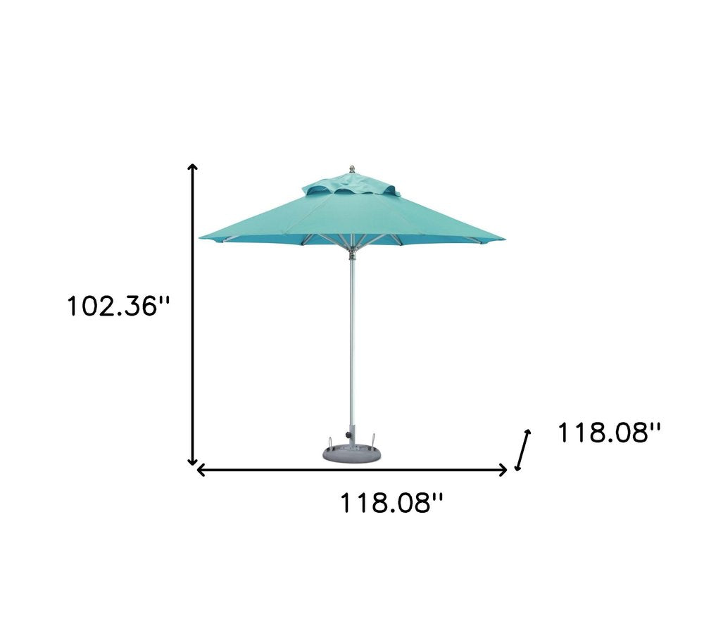 10' Aqua Polyester Round Tilt Cantilever Patio Umbrella with Stand HomeRoots