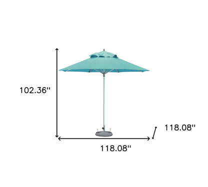 10' Aqua Polyester Round Tilt Cantilever Patio Umbrella with Stand HomeRoots
