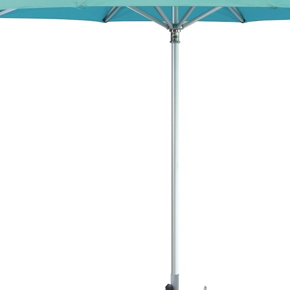 10' Aqua Polyester Round Tilt Cantilever Patio Umbrella with Stand HomeRoots