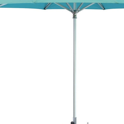 10' Aqua Polyester Round Tilt Cantilever Patio Umbrella with Stand HomeRoots