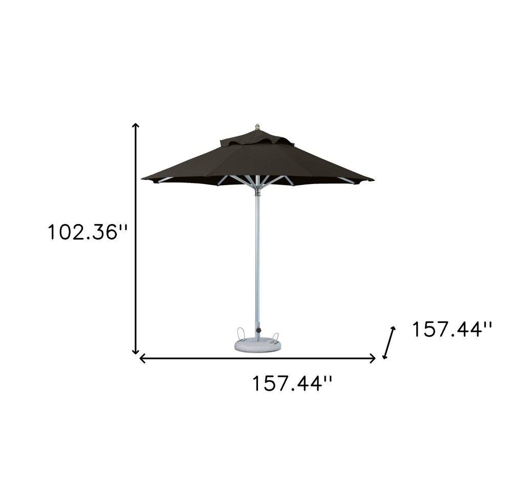 13' Black Polyester Round Tilt Cantilever Patio Umbrella with Stand — view 3