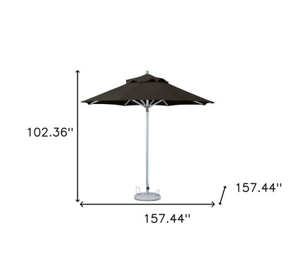13' Black Polyester Round Tilt Cantilever Patio Umbrella with Stand