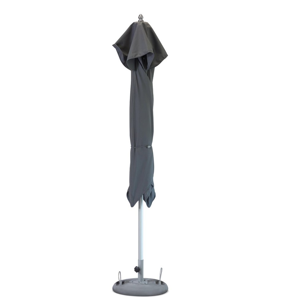 13' Charcoal Polyester Round Tilt Cantilever Patio Umbrella with Stand HomeRoots