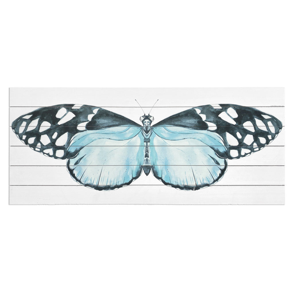 Blue Butterfly Moth Unframed Wood Wall Art