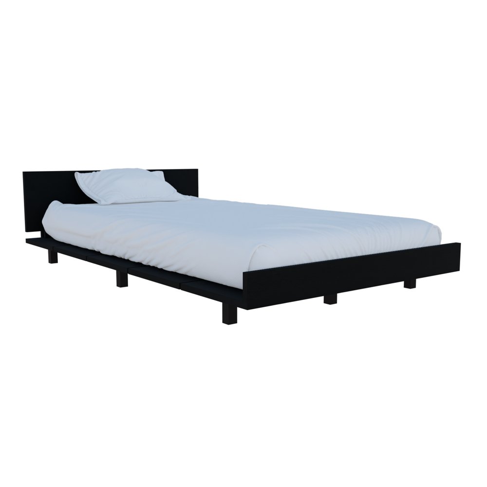 Smoky Black Wood Twin Bed Frame