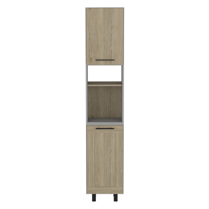82" Gray And Oak Wood Pantry Or Storage Closet HomeRoots