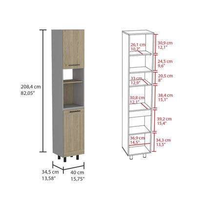 82" Gray And Oak Wood Pantry Or Storage Closet HomeRoots