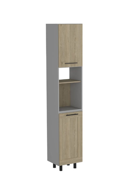 82" Gray And Oak Wood Pantry Or Storage Closet HomeRoots