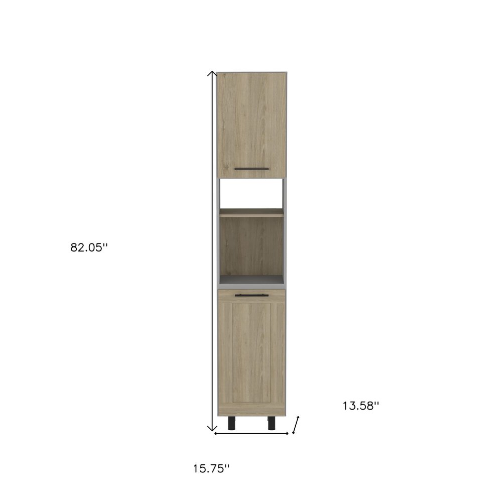 82" Gray And Oak Wood Pantry Or Storage Closet HomeRoots