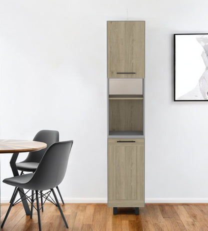 82" Gray And Oak Wood Pantry Or Storage Closet HomeRoots
