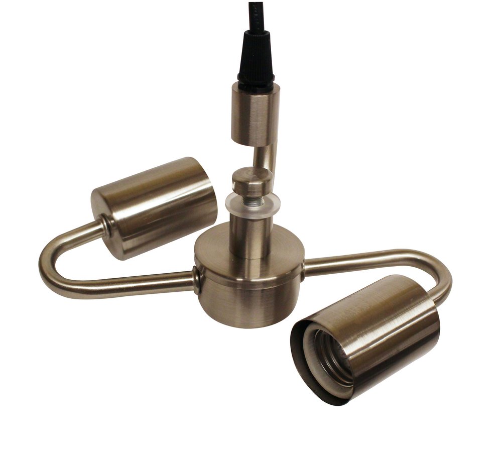 Brass Bulb Two Light Metal Chandelier — view 2