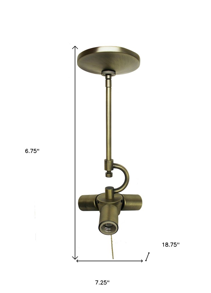 Antiqued Brass Bulb Three Light Metal Chandelier — view 4