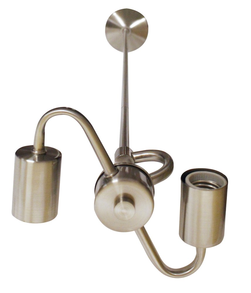 Nickel Bulb Two Light Metal Chandelier — view 1