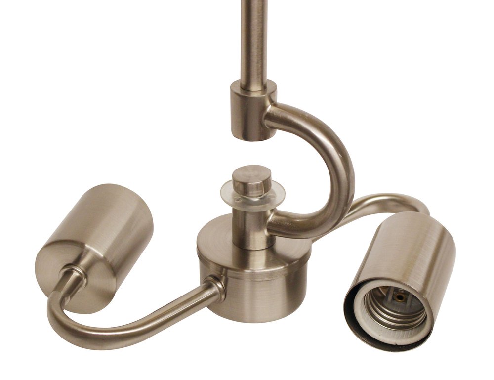 Nickel Bulb Two Light Metal Chandelier — view 2