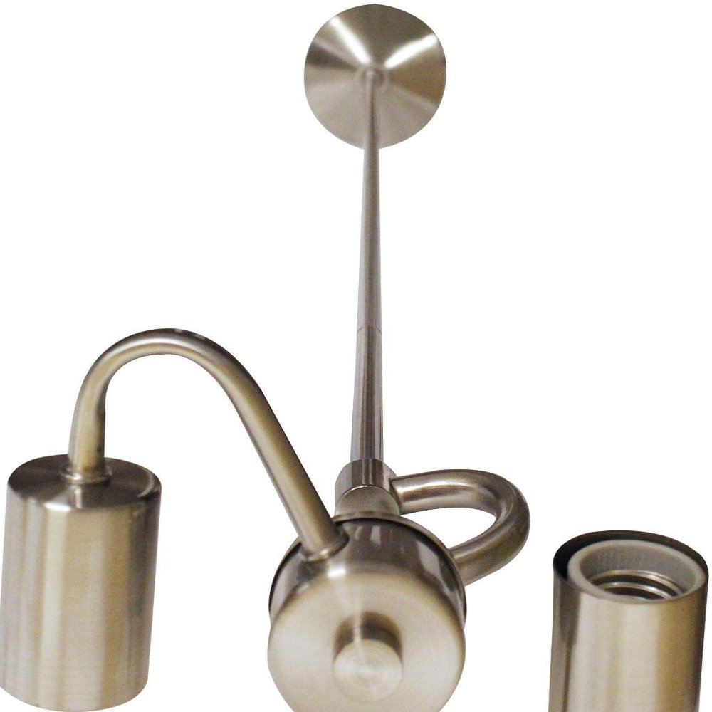 Nickel Bulb Two Light Metal Chandelier — view 6