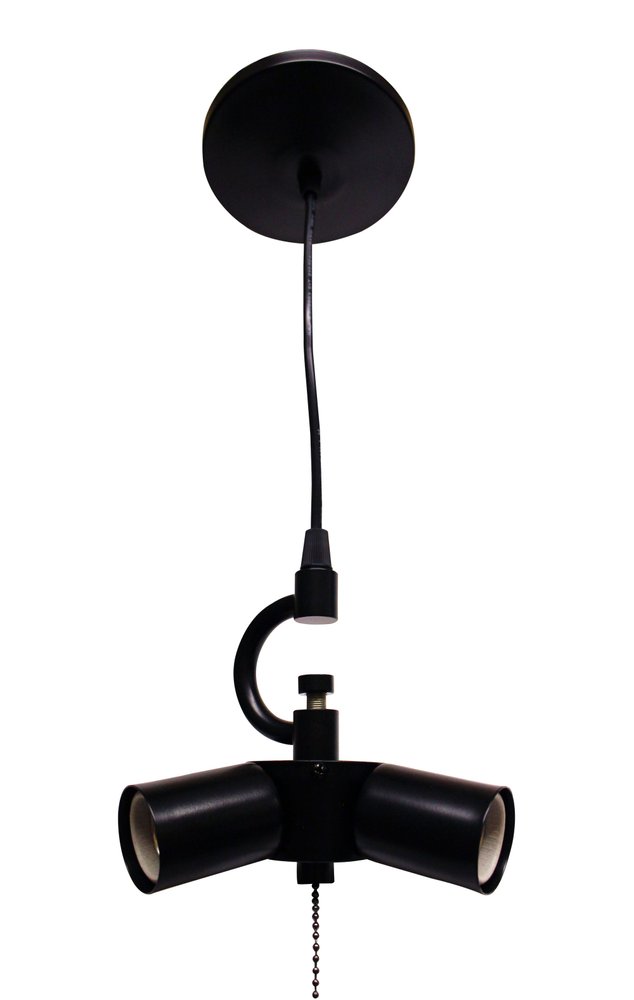 Black Bulb Three Light Metal Chandelier — view 2