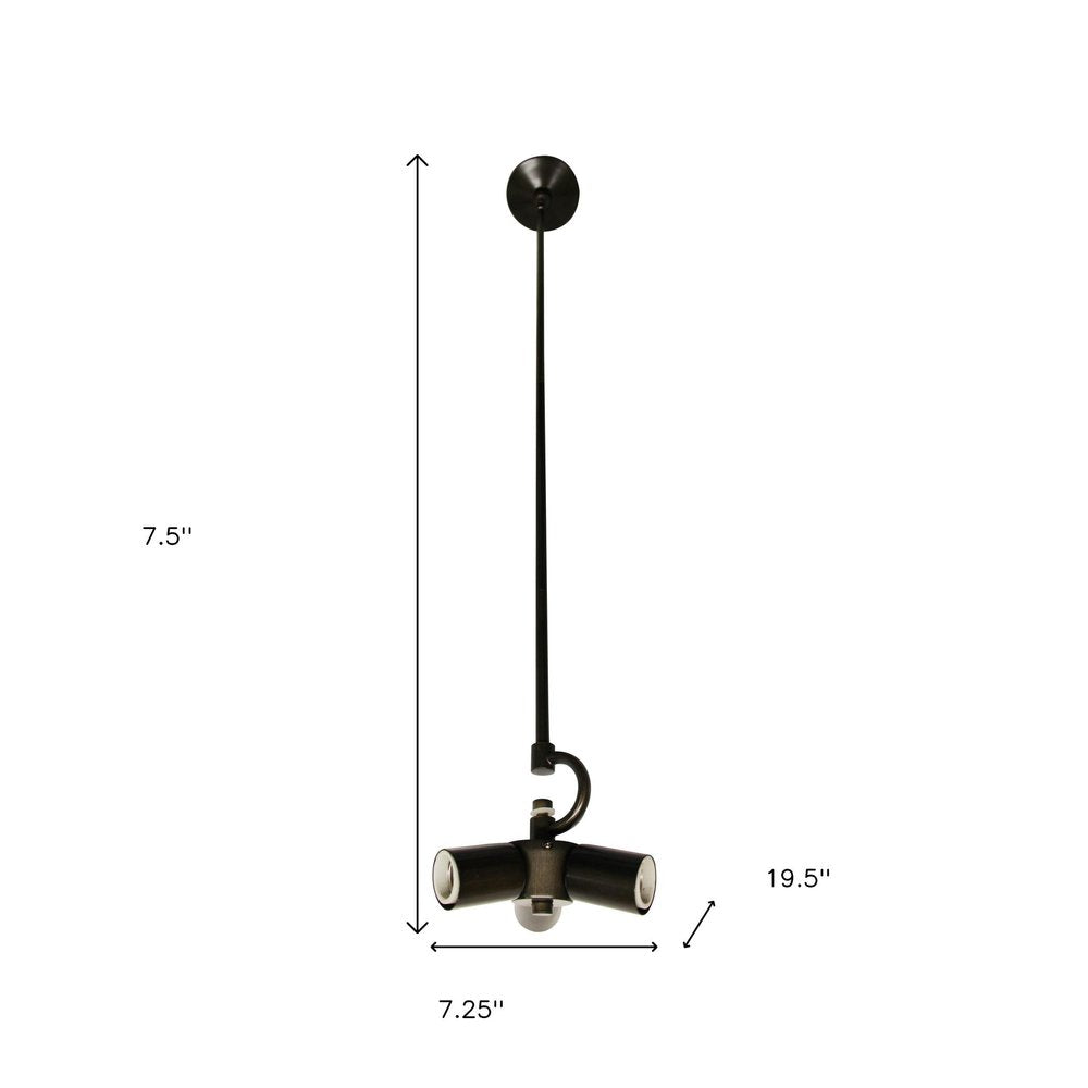Bronze Bulb Three Light Metal Chandelier — view 7