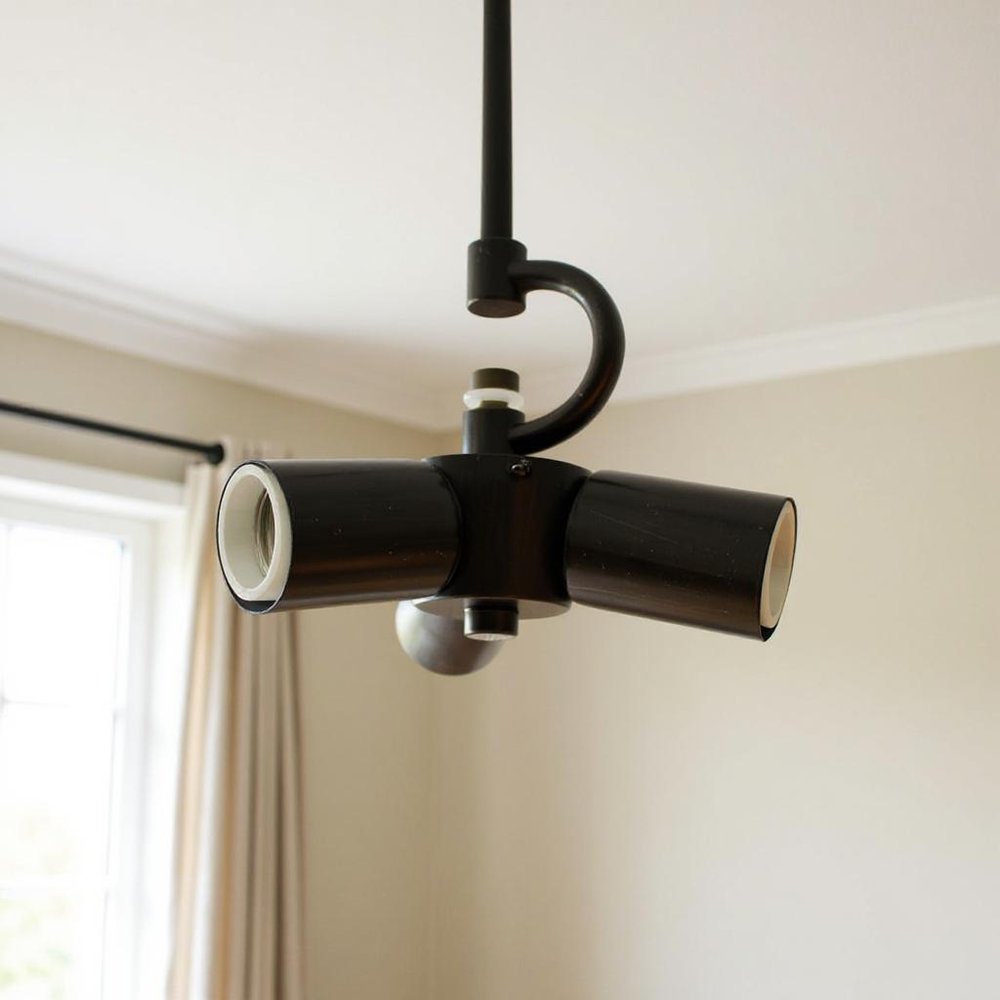 Bronze Bulb Three Light Metal Chandelier — view 4
