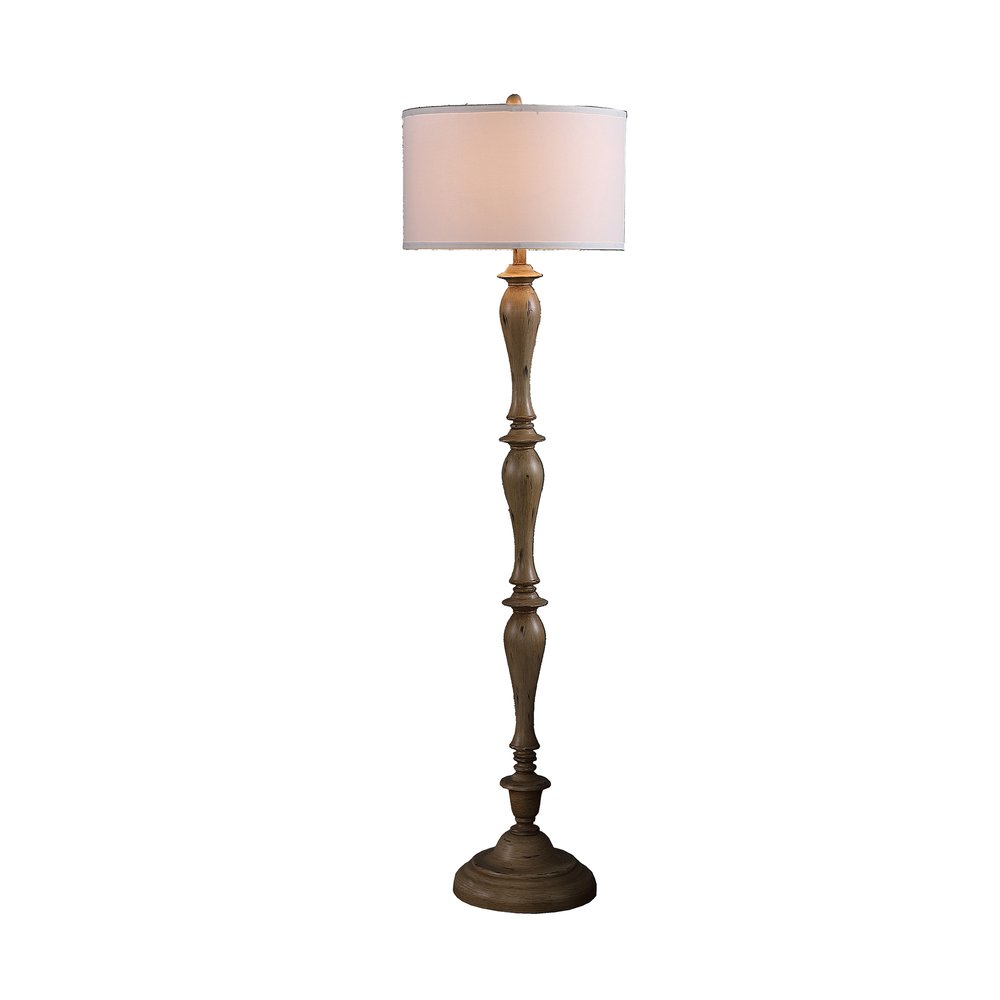 62" Brown And White Polyresin Floor Lamp With White Fabric Shade HomeRoots