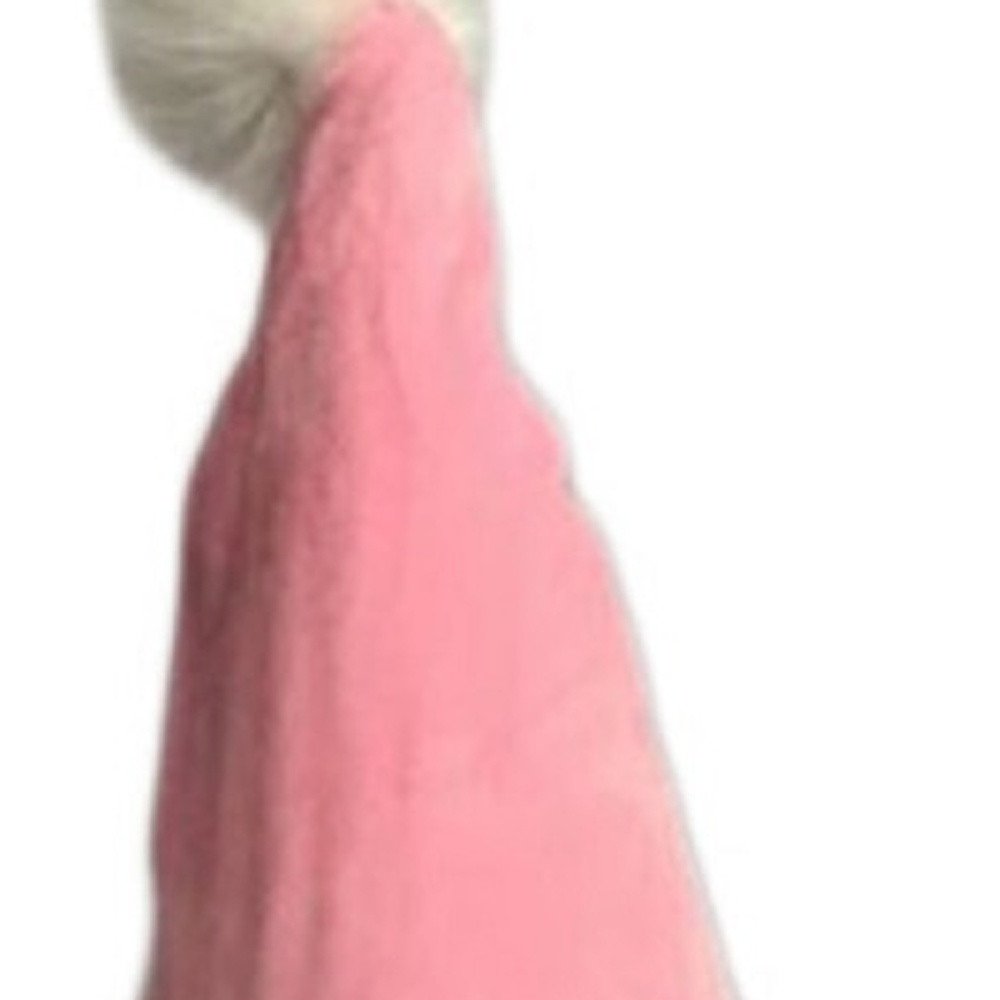 30" Pink and White Fabric Christmas Standing Gnome Tabletop Sculpture HomeRoots