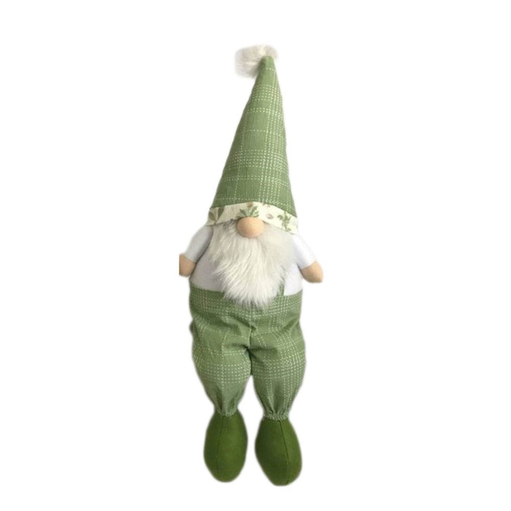 30" Green and White Fabric Christmas Standing Gnome Tabletop Sculpture HomeRoots