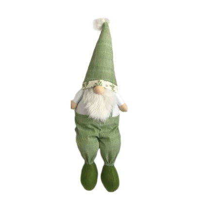 30" Green and White Fabric Christmas Standing Gnome Tabletop Sculpture HomeRoots