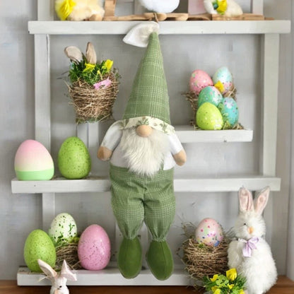 30" Green and White Fabric Christmas Standing Gnome Tabletop Sculpture HomeRoots