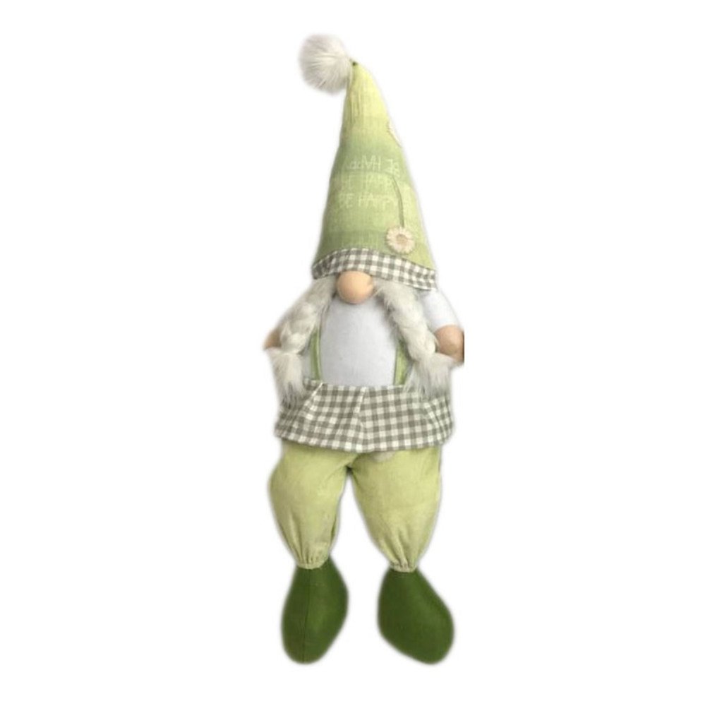 30" Green and White Fabric Christmas Standing Gnome Tabletop Sculpture HomeRoots