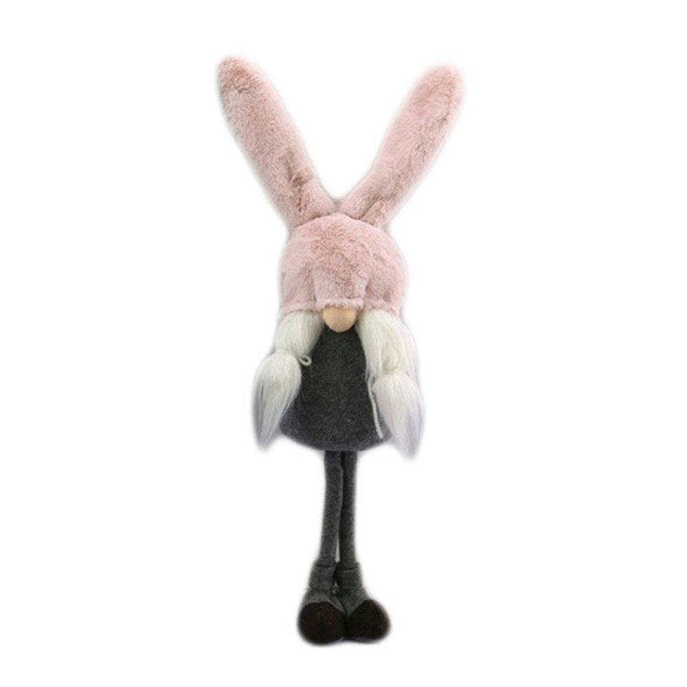 20" Gray and Pink Fabric Easter Standing Gnome Tabletop Sculpture HomeRoots