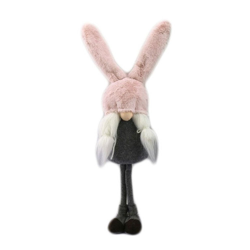 20" Gray and Pink Fabric Easter Standing Gnome Tabletop Sculpture HomeRoots