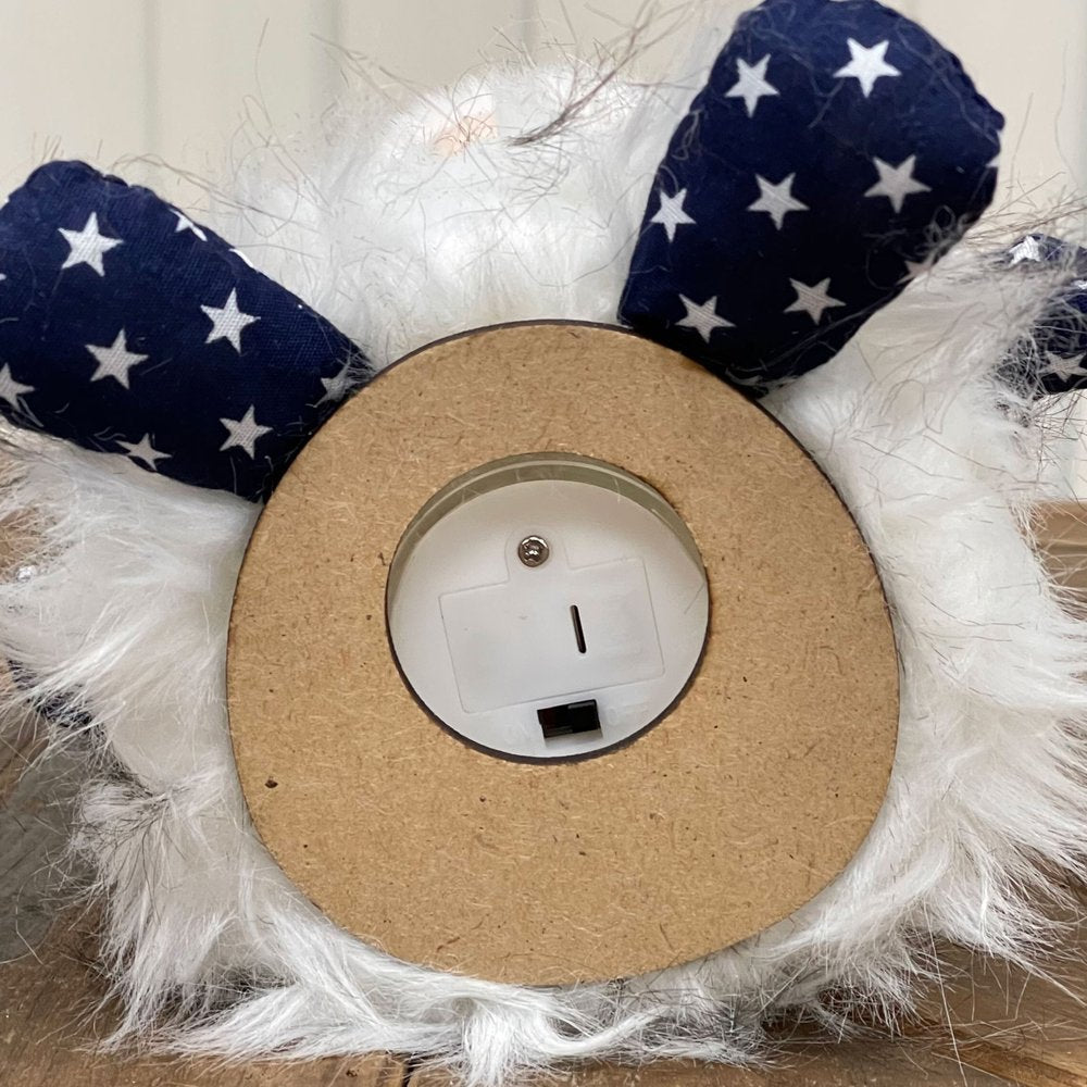 14" Red White and Blue Fabric Independence Day Standing Gnome Tabletop Sculpture with LED HomeRoots