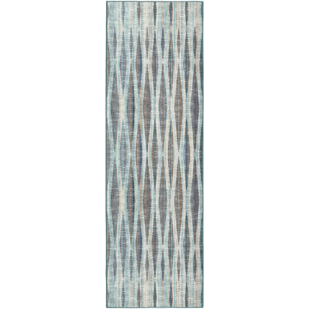 12' Blue and Ivory Ombre Hand Tufted Runner Rug - 0.43" (L) x 144.0" (W) x 30.0" (H)