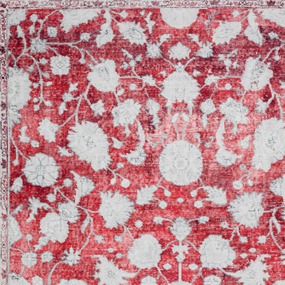 9' X 13' Red Oriental Distressed Non Skid Area Rug