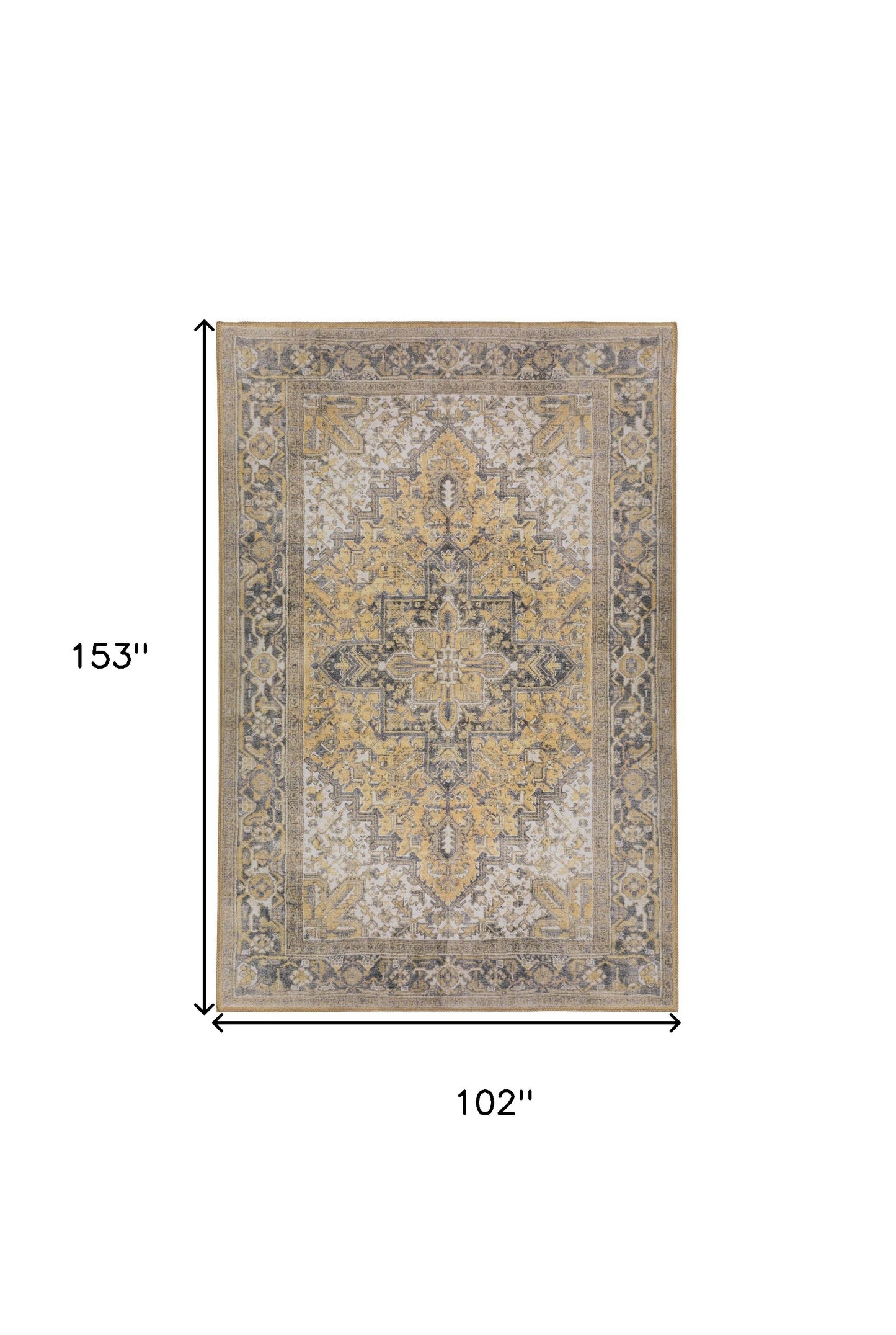 9' X 13' Gold Oriental Distressed Non Skid Area Rug