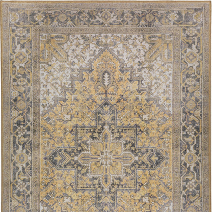 9' X 13' Gold Oriental Distressed Non Skid Area Rug