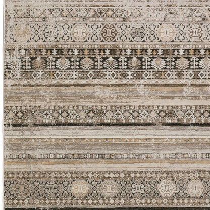 3' X 5' Brown Oriental Area Rug With Fringe