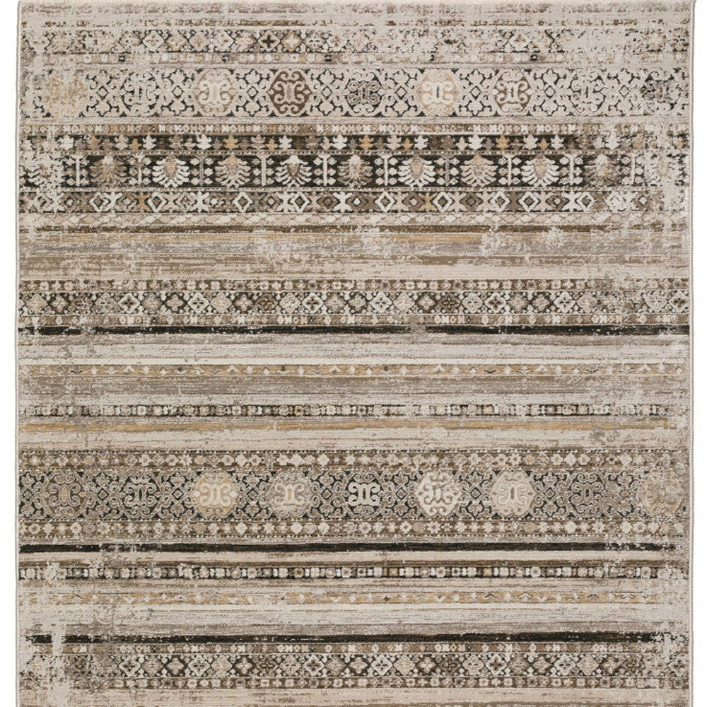 3' X 5' Brown Oriental Area Rug With Fringe