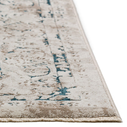 3' X 5' Blue Oriental Area Rug With Fringe