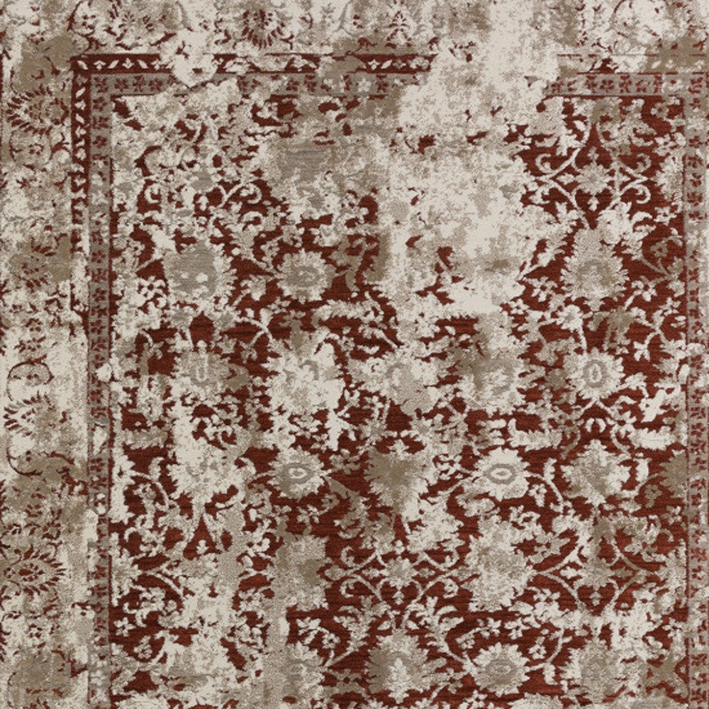 3' X 5' Red Oriental Area Rug With Fringe