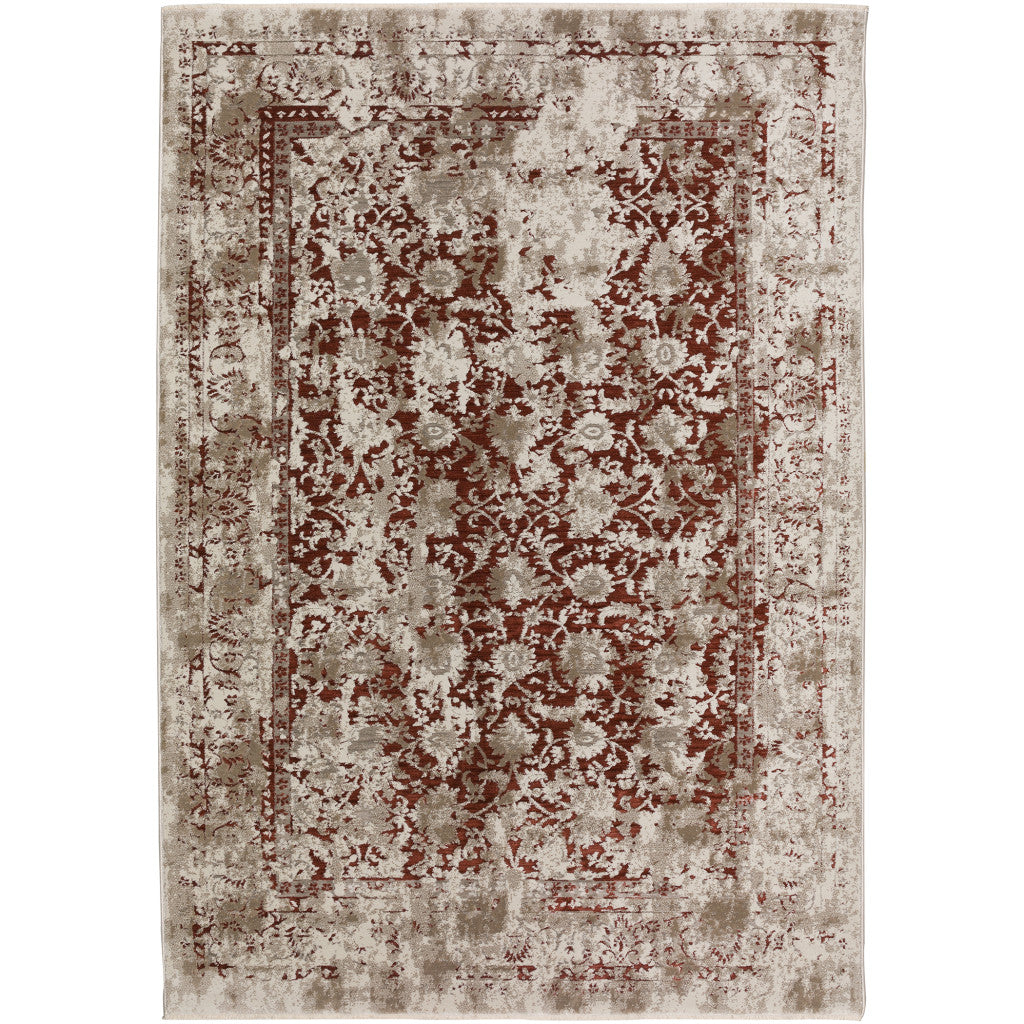 9' X 13' Red Oriental Area Rug With Fringe