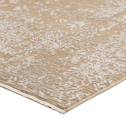 3' X 5' Beige Oriental Area Rug With Fringe