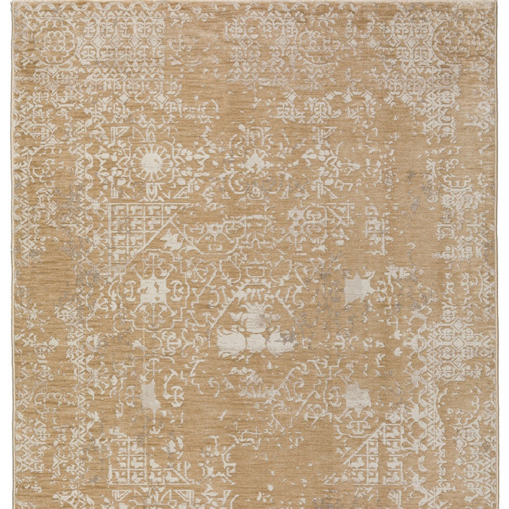 3' X 5' Beige Oriental Area Rug With Fringe