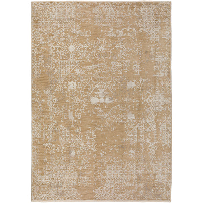 3' X 5' Beige Oriental Area Rug With Fringe